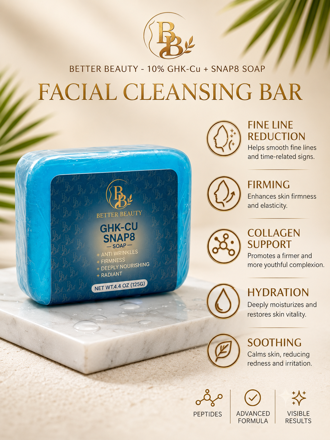 GHK-Cu & SNAP-8 Anti-Aging Facial Soap Bar (125g)