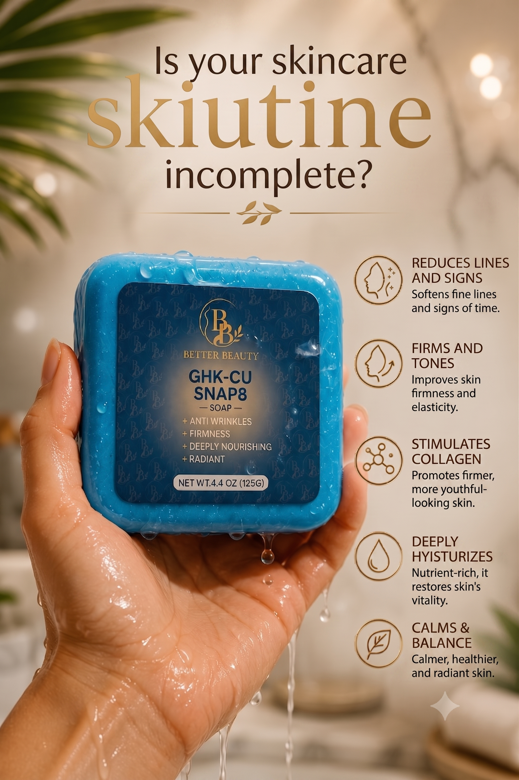 GHK-Cu & SNAP-8 Anti-Aging Facial Soap Bar (125g)