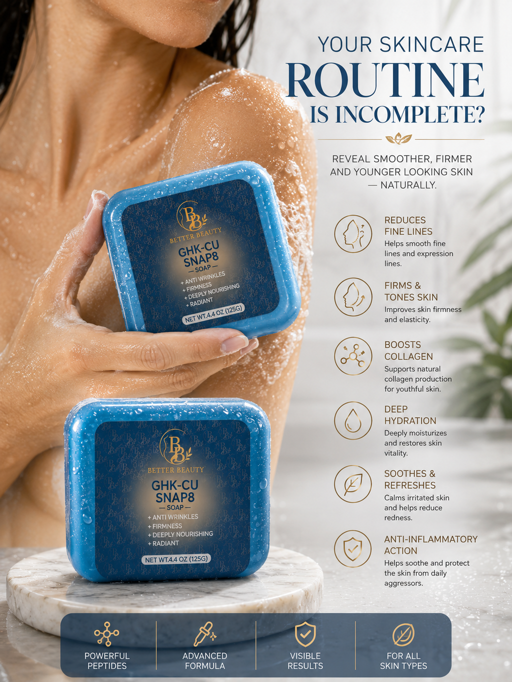 GHK-Cu & SNAP-8 Anti-Aging Facial Soap Bar (125g)